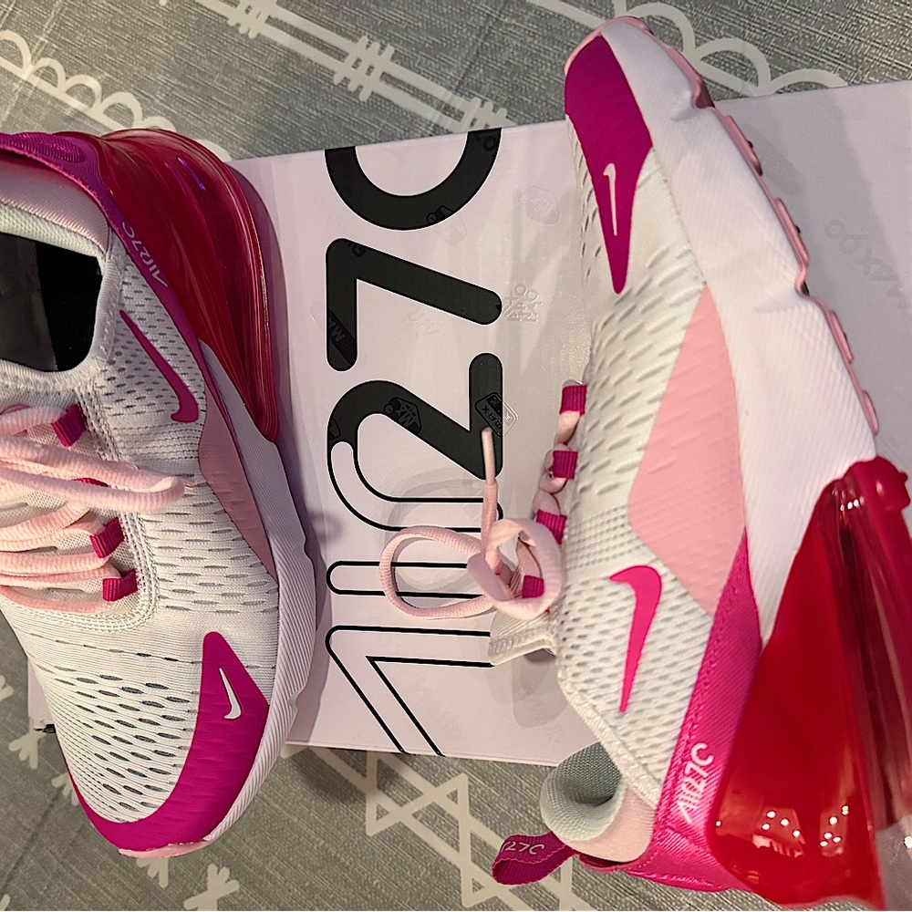 Nike Air Max 270 White and Pink Trainers